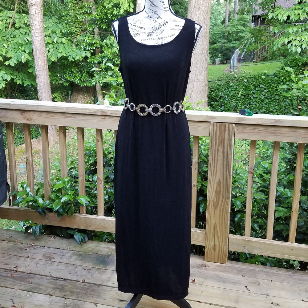 Amanda long sleeveless dress, size Large, black